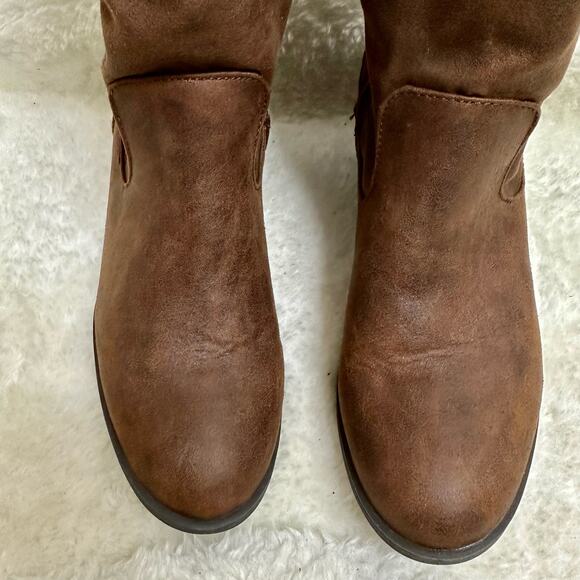 White Mountain Tall Over Knee Bonita Heeled Lace up High Boots Cognac Brown - Picture 12 of 15